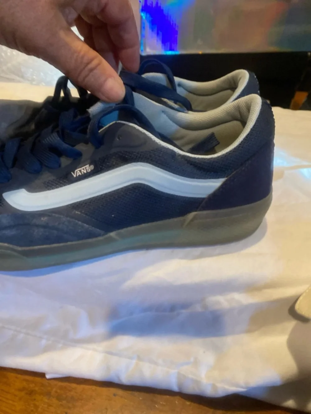Vans Men's Navy Sneakers with White Side Stripe